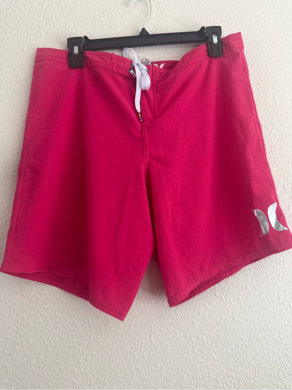 Hurley Women's Bright Pink Swim/Bermuda Shorts with Silver Logo